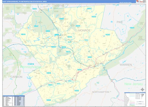 East Stroudsburg Metro Area Digital Map Basic Style
